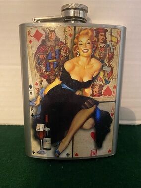 Retro 8oz pin-up girl Flask Stainless Steel ( B1)